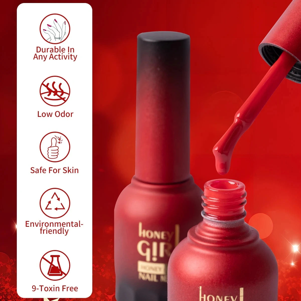 Honey Girl - «Hot Valentines Brennende Kjærlighet» - 24 Rød Farger Komplett Sett - Shellac/Gelelakk