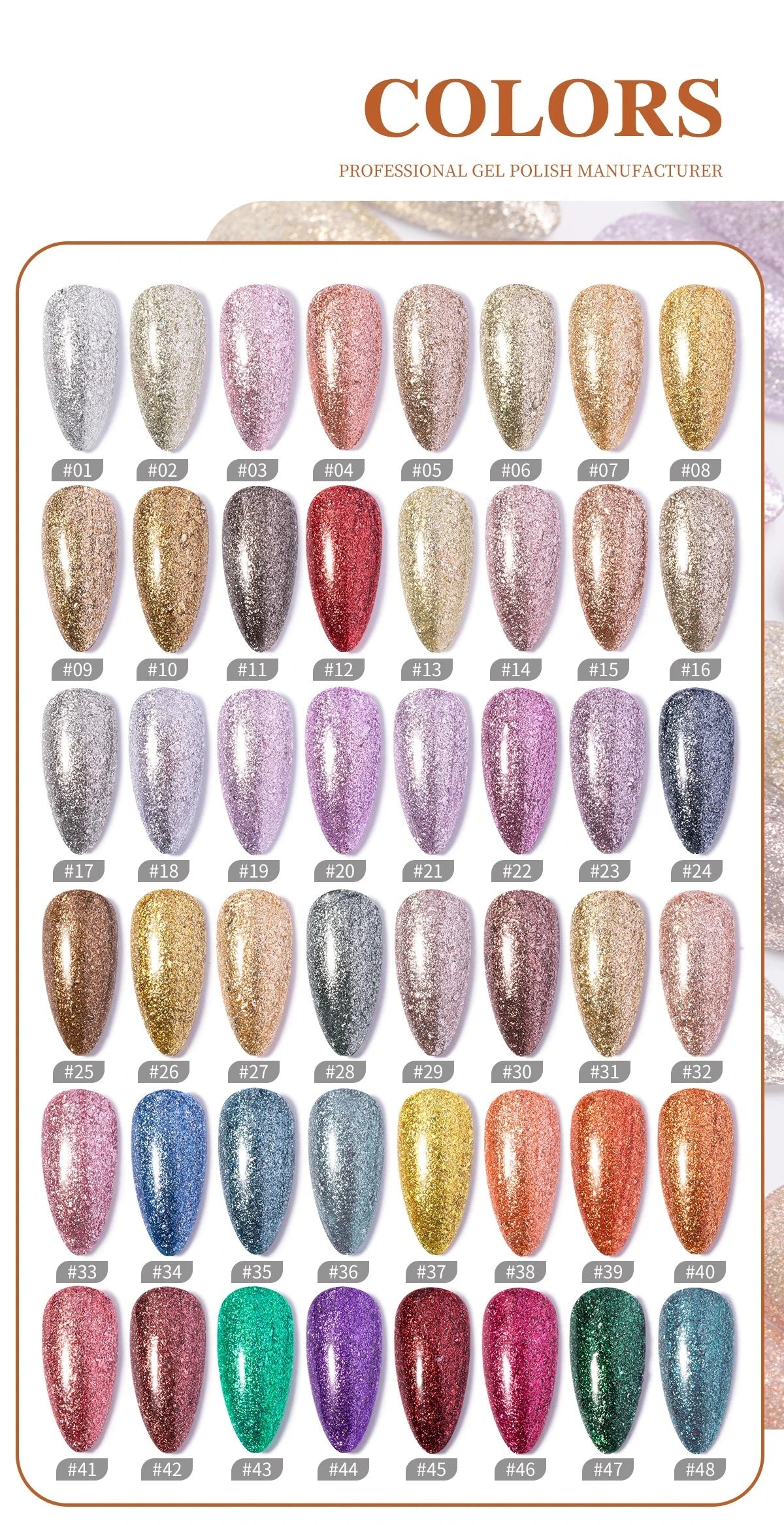 Honey Girl Platinum Shine Sett - 48 Glitter Farger - Shellac/Gelelakk