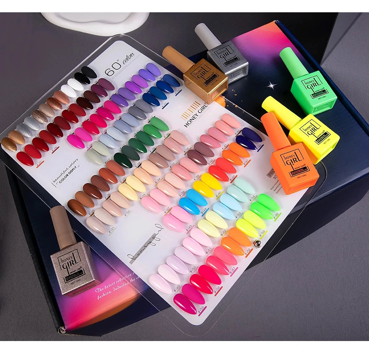 Honey Girl - 60 Farger - UV/LED Komplett Sett - Shellac/Gelelakk