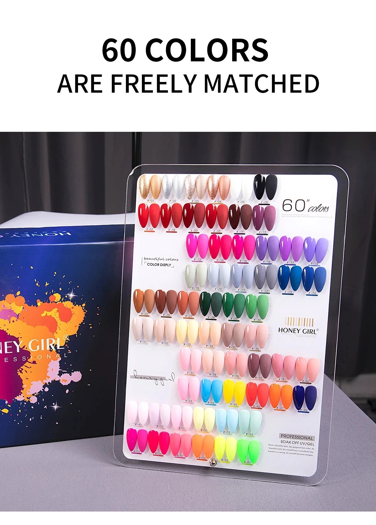 Honey Girl - 60 Farger - UV/LED Komplett Sett - Shellac/Gelelakk