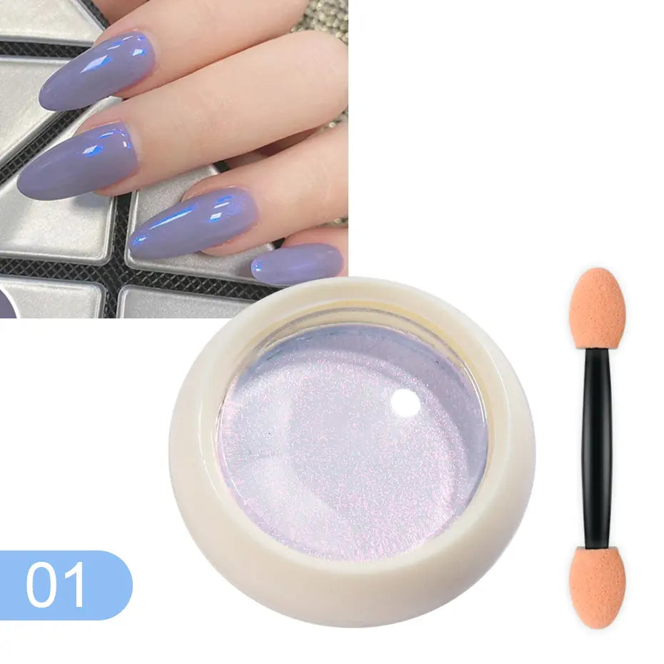 Nail Art - Aurora Måneskinn Krom pulver - Mirror serie 6 farger