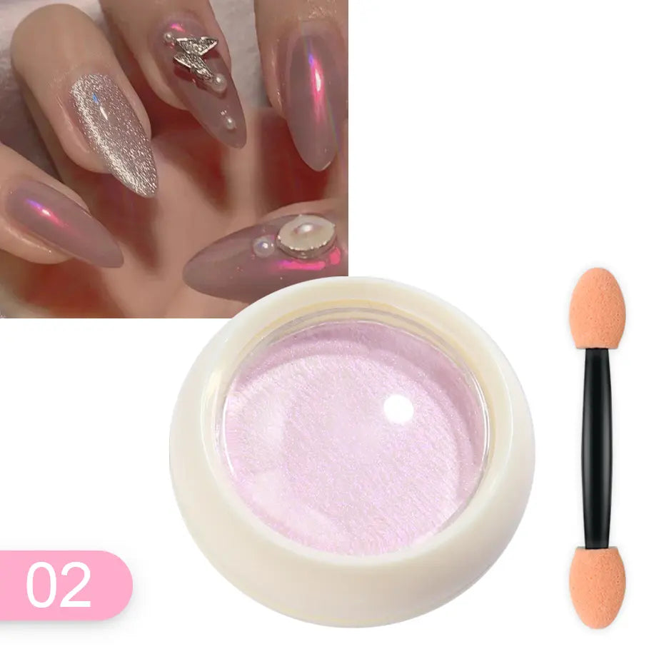 Nail Art - Aurora Måneskinn Krom pulver - Mirror serie 6 farger