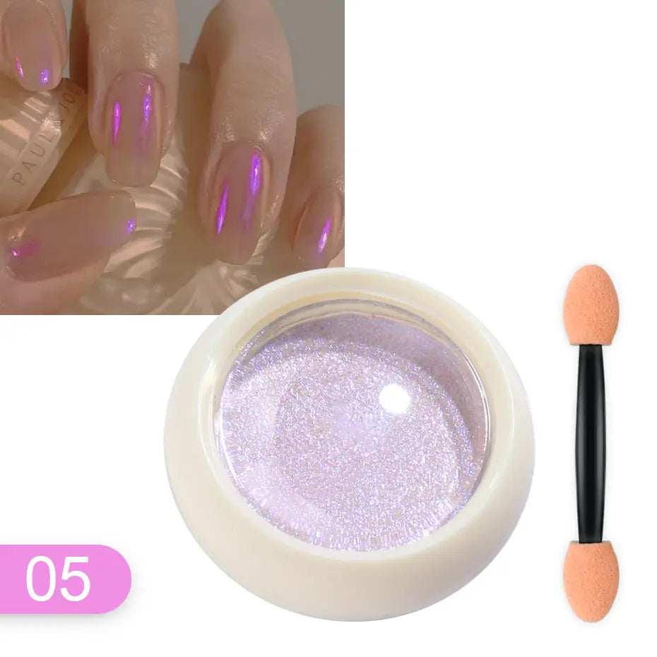 Nail Art - Aurora Måneskinn Krom pulver - Mirror serie 6 farger