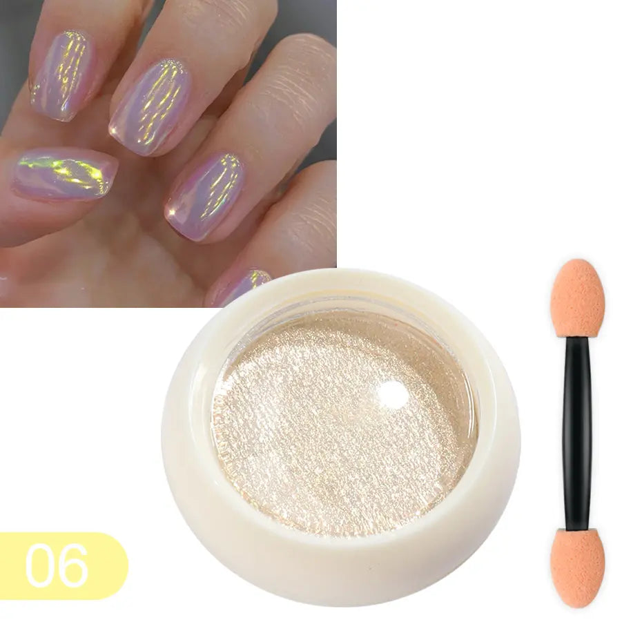 Nail Art - Aurora Måneskinn Krom pulver - Mirror serie 6 farger