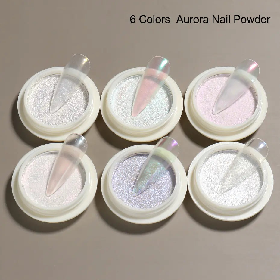 Nail Art - Aurora Måneskinn Krom pulver - Mirror serie 6 farger