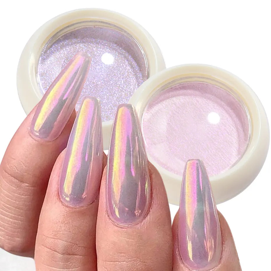 Nail Art - Aurora Måneskinn Krom pulver - Mirror serie 6 farger