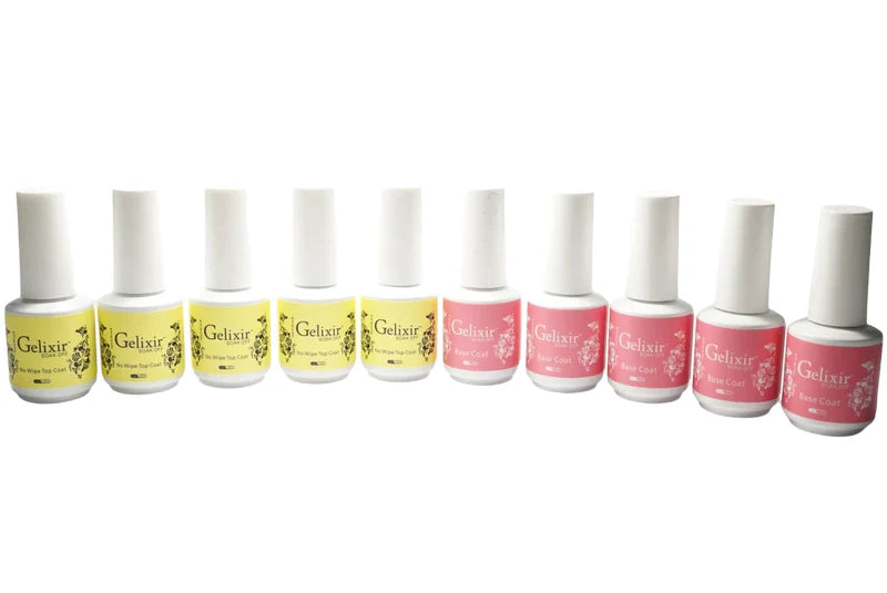 Gelixir - No Wipe Top Coat & Base Coat Combo (10 Flasker)