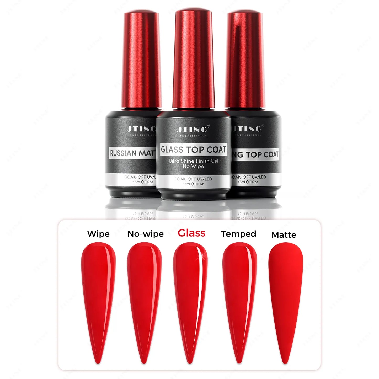 Jting Glass Top Coat - Ultra Shine Finish Gel(No wipe) - 15ml