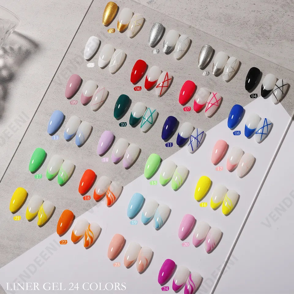 Liner Gel Art - UV Gelelakk/Shellac for design med tynn pensel - Vendeeni