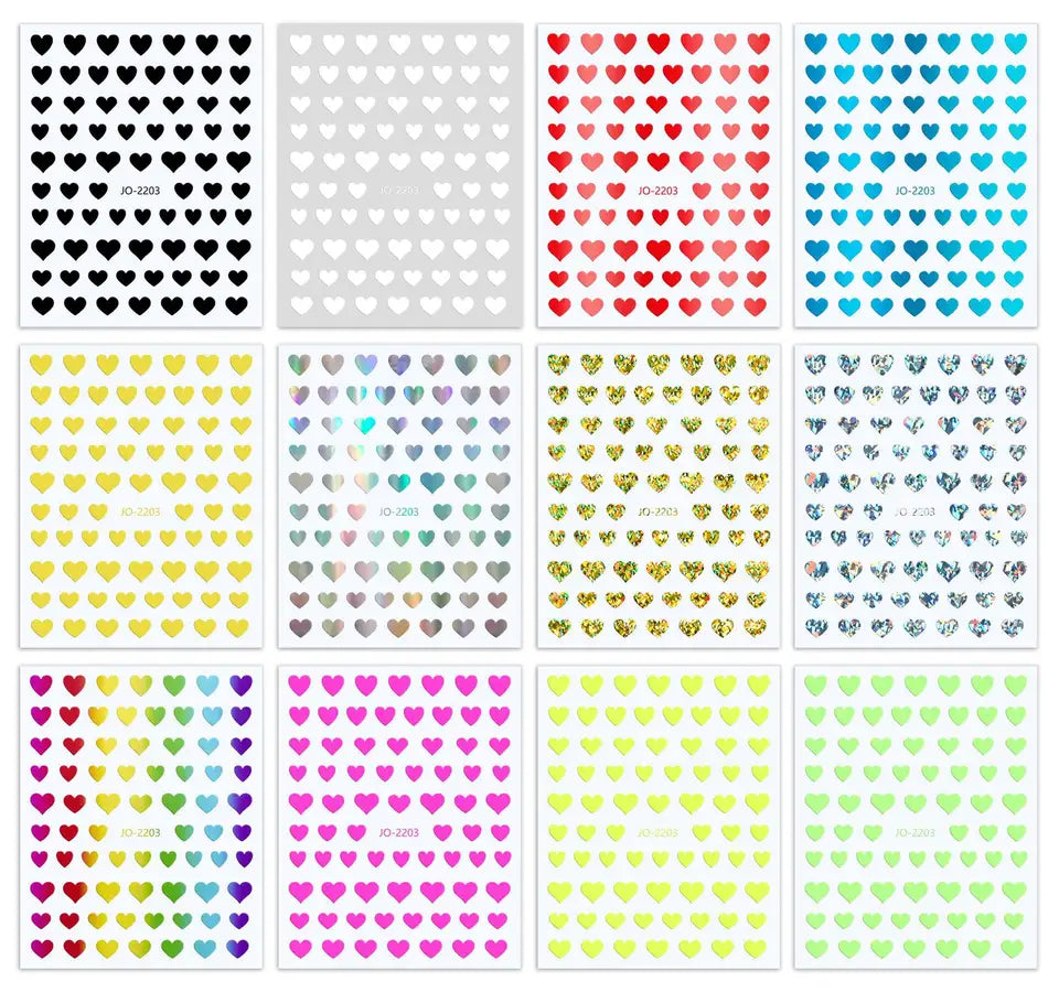 Populære 3D Hjerter - Negl stickers - Nail Art - 11 typer design