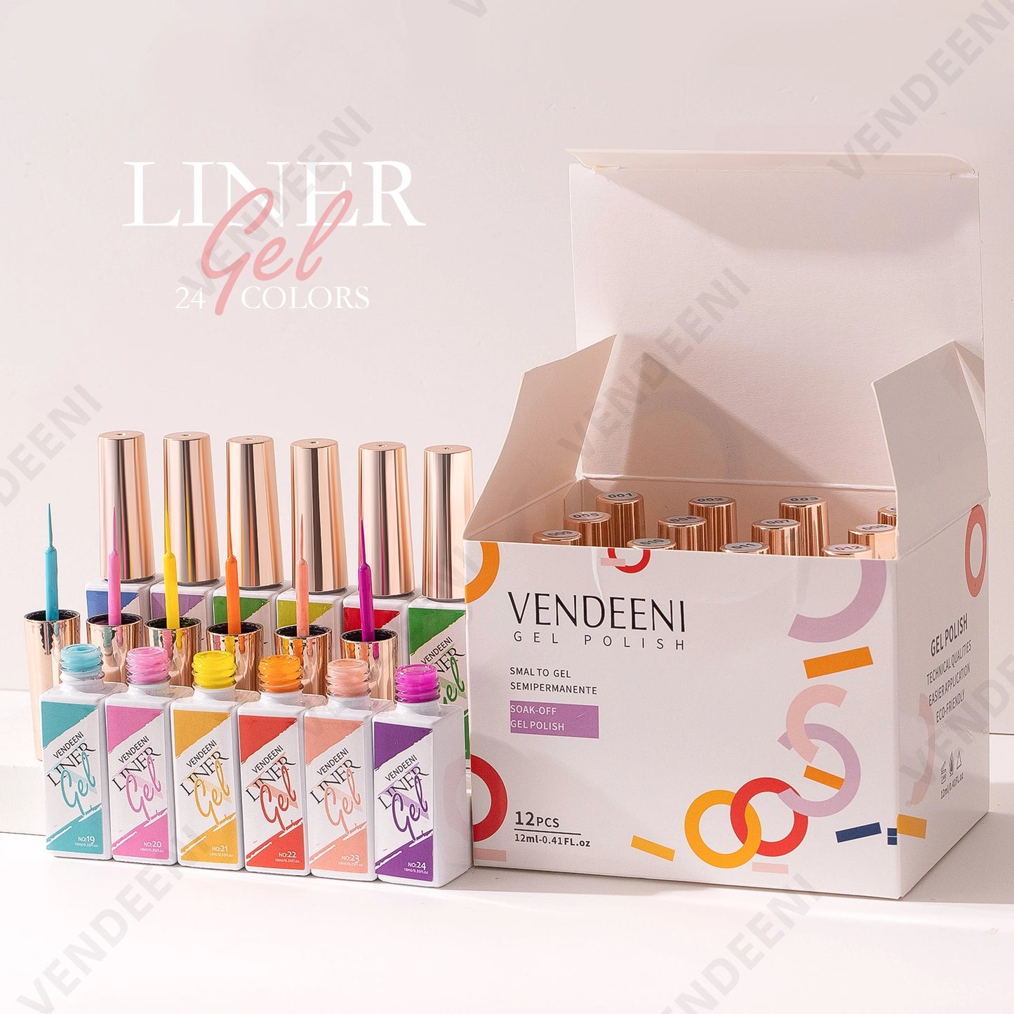 Liner Gel Art - UV Gelelakk/Shellac for design med tynn pensel - Vendeeni
