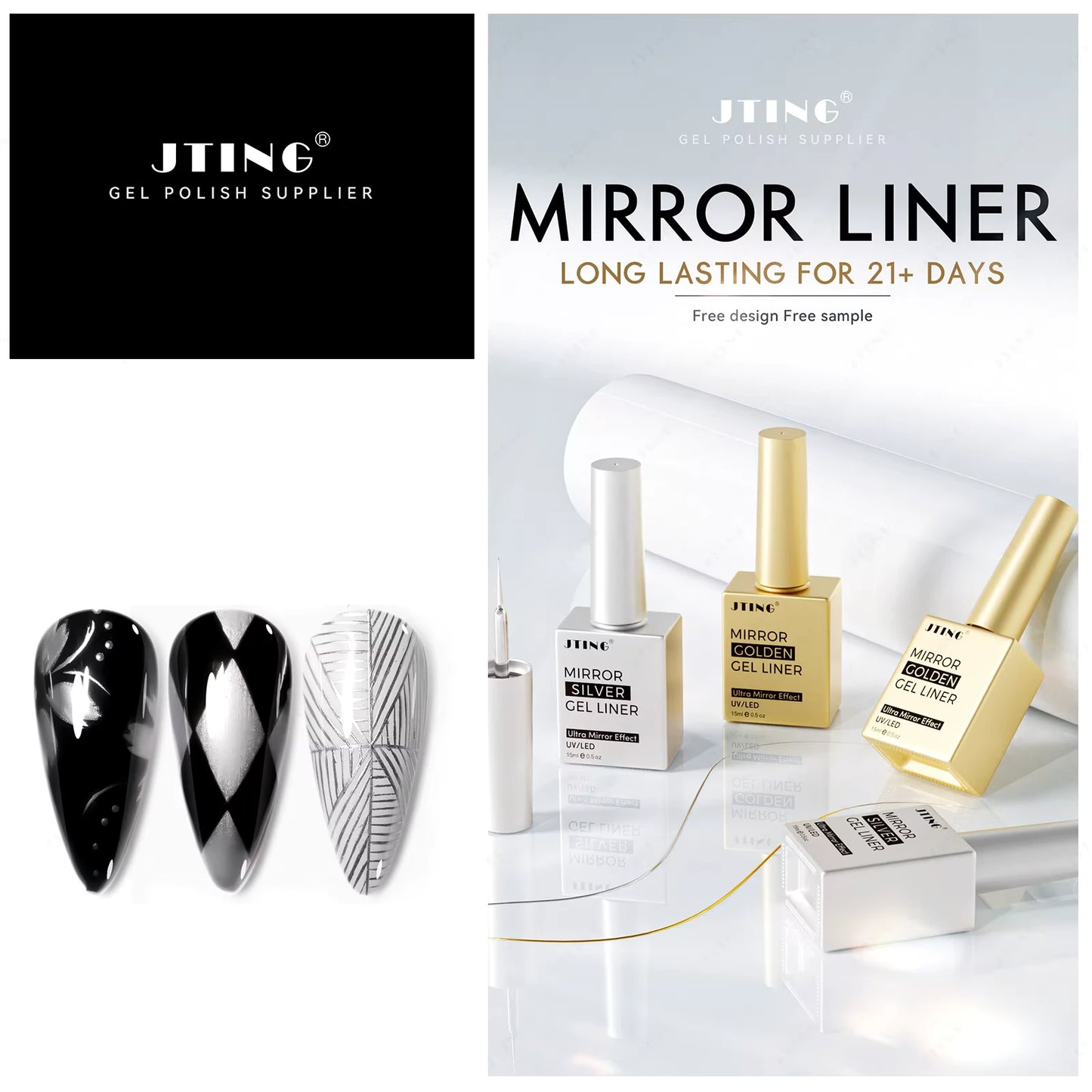 Jting Mirror Liner Gel – Gull & Sølv - 15ml