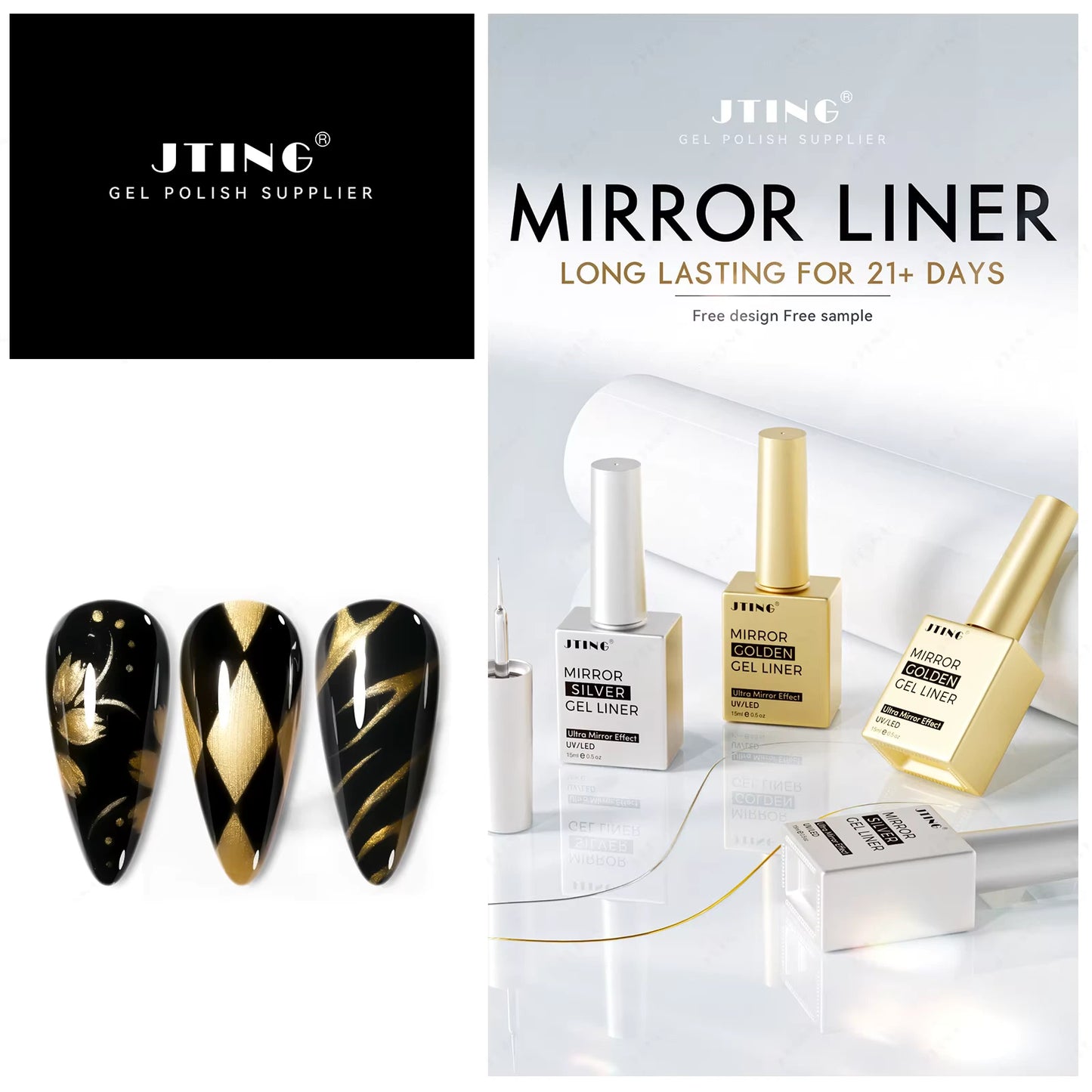 Jting Mirror Liner Gel – Gull & Sølv - 15ml