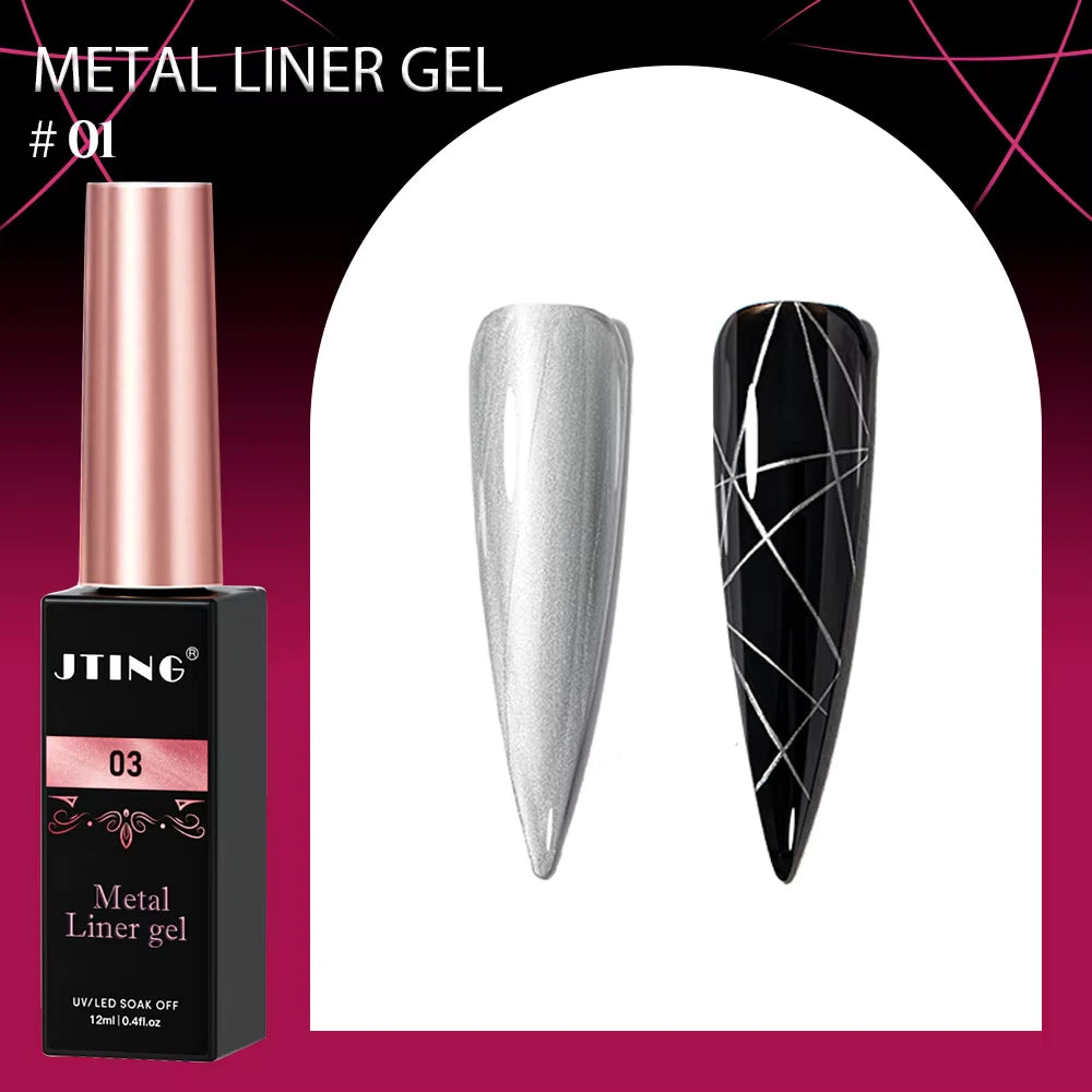 Liner Gel farger 12 serie Metal – Metallisk Nail Art Design