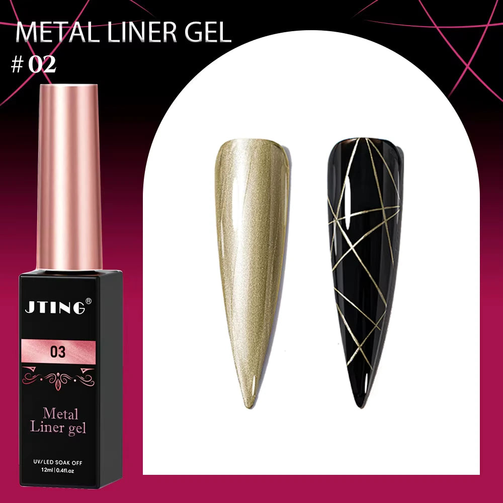 Liner Gel farger 12 serie Metal – Metallisk Nail Art Design