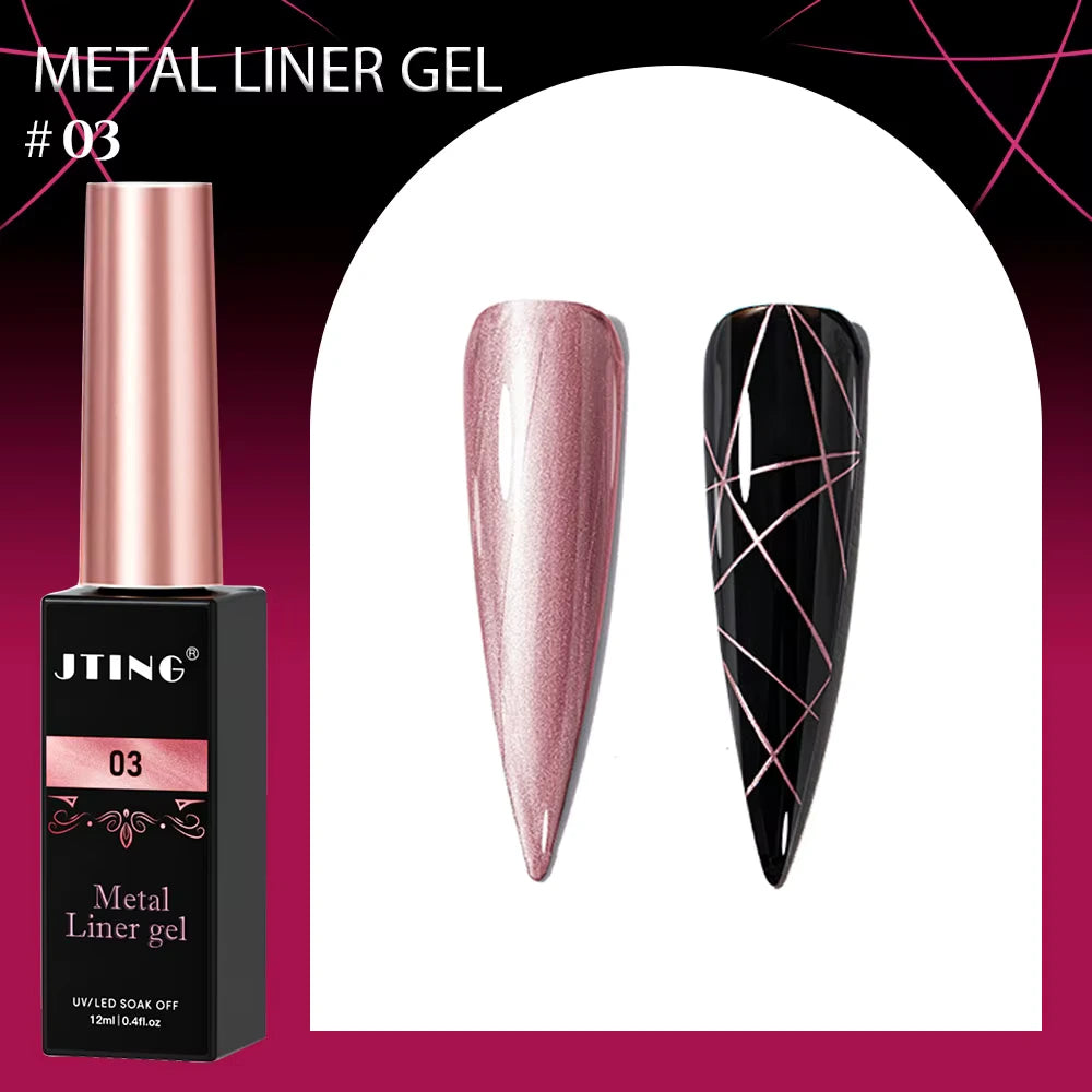 Liner Gel farger 12 serie Metal – Metallisk Nail Art Design