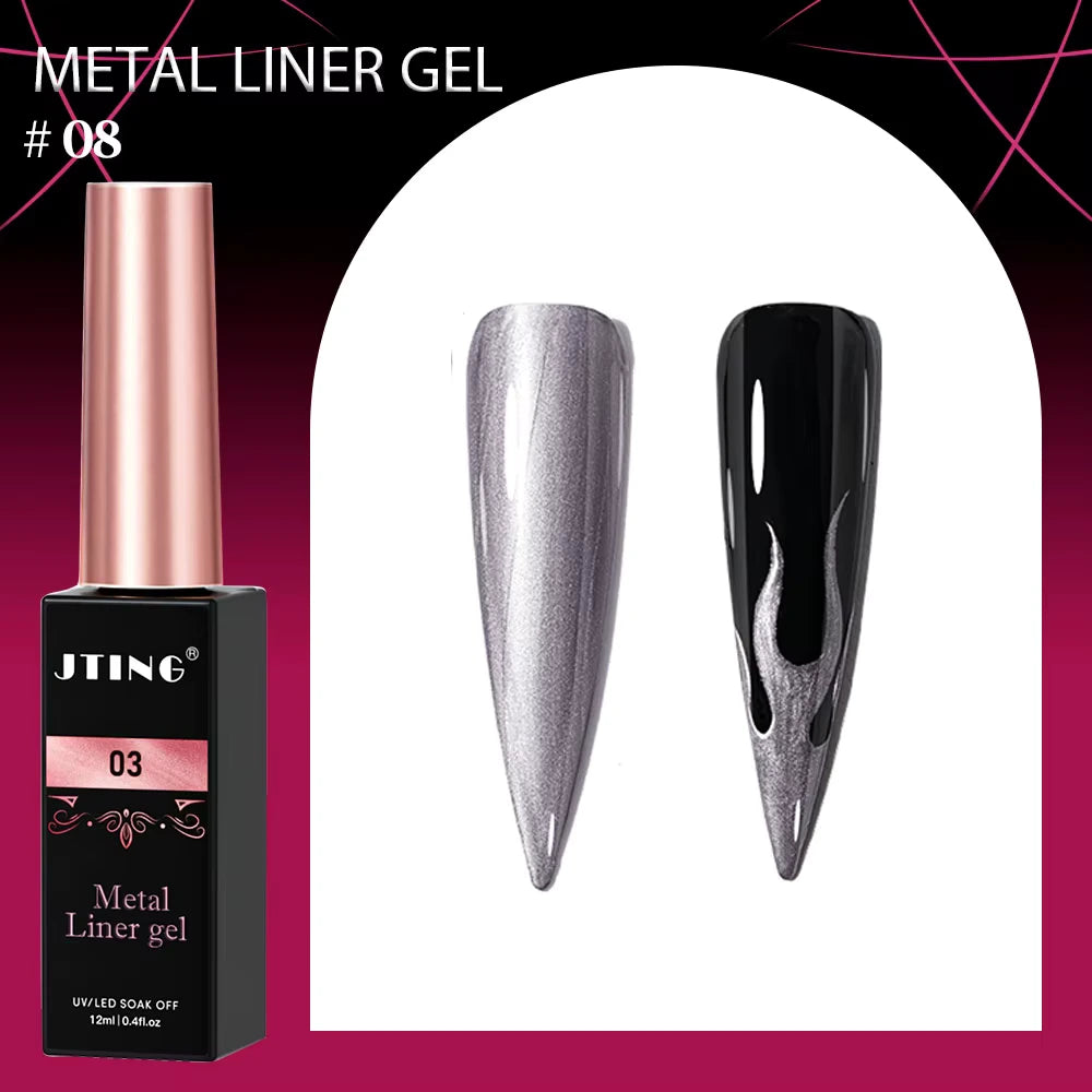 Liner Gel farger 12 serie Metal – Metallisk Nail Art Design