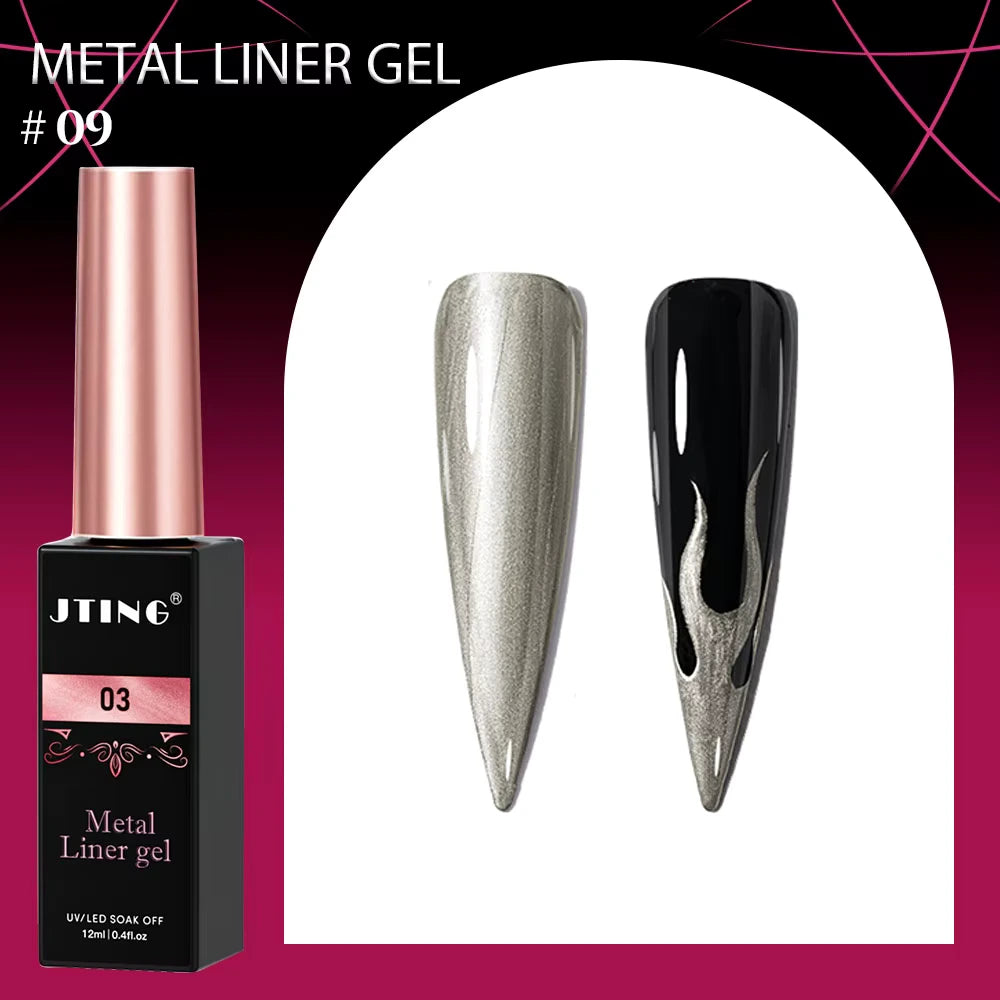 Liner Gel farger 12 serie Metal – Metallisk Nail Art Design