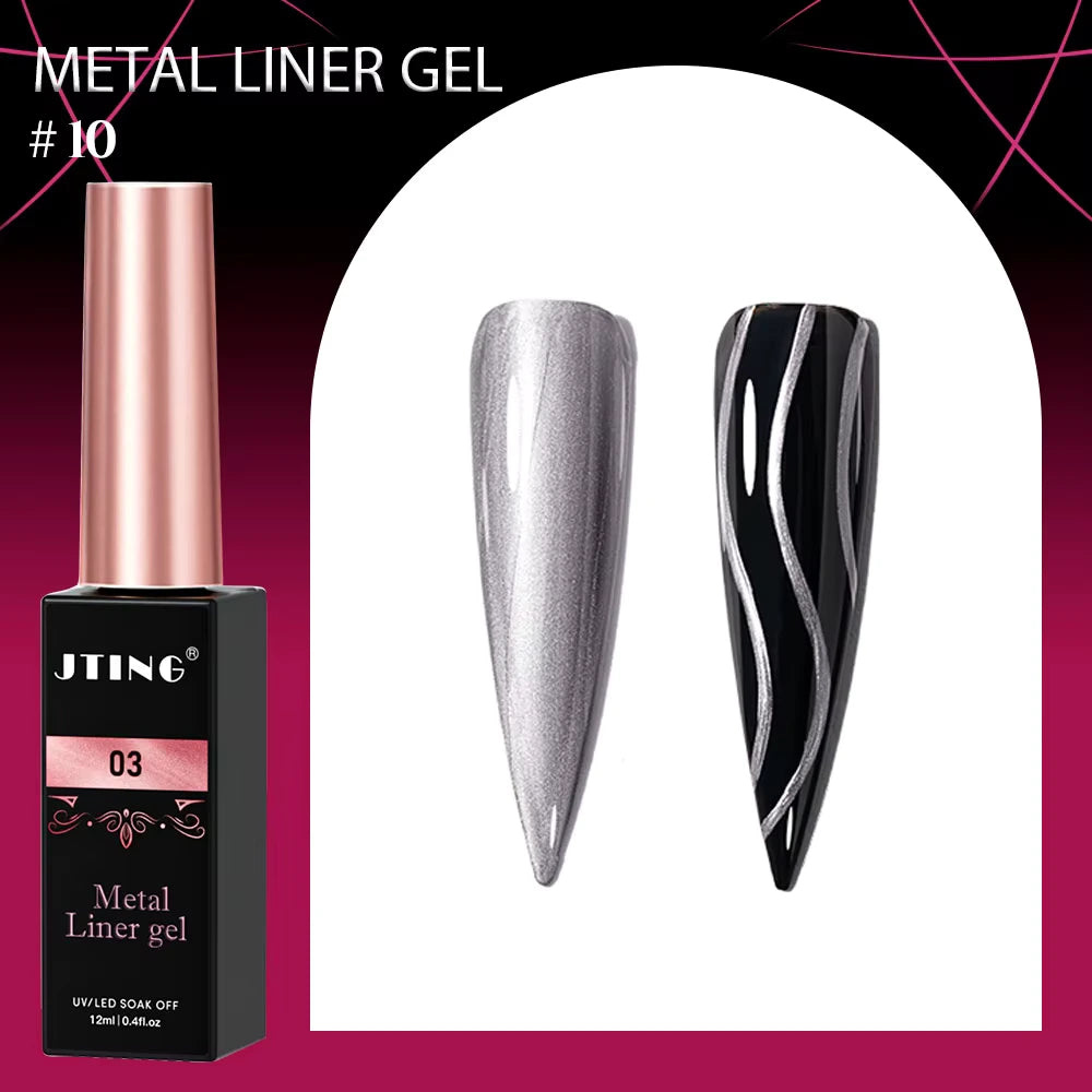 Liner Gel farger 12 serie Metal – Metallisk Nail Art Design