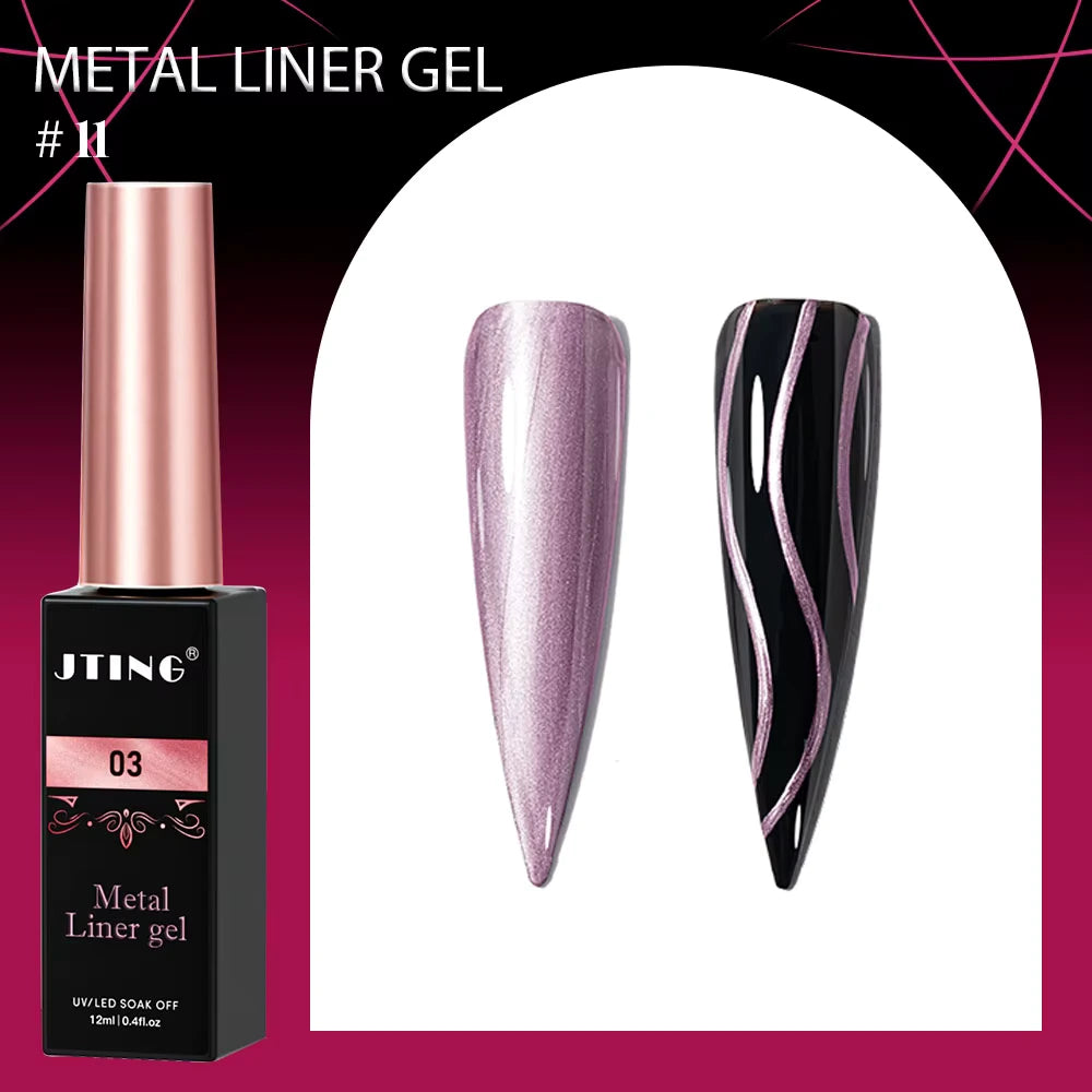 Liner Gel farger 12 serie Metal – Metallisk Nail Art Design