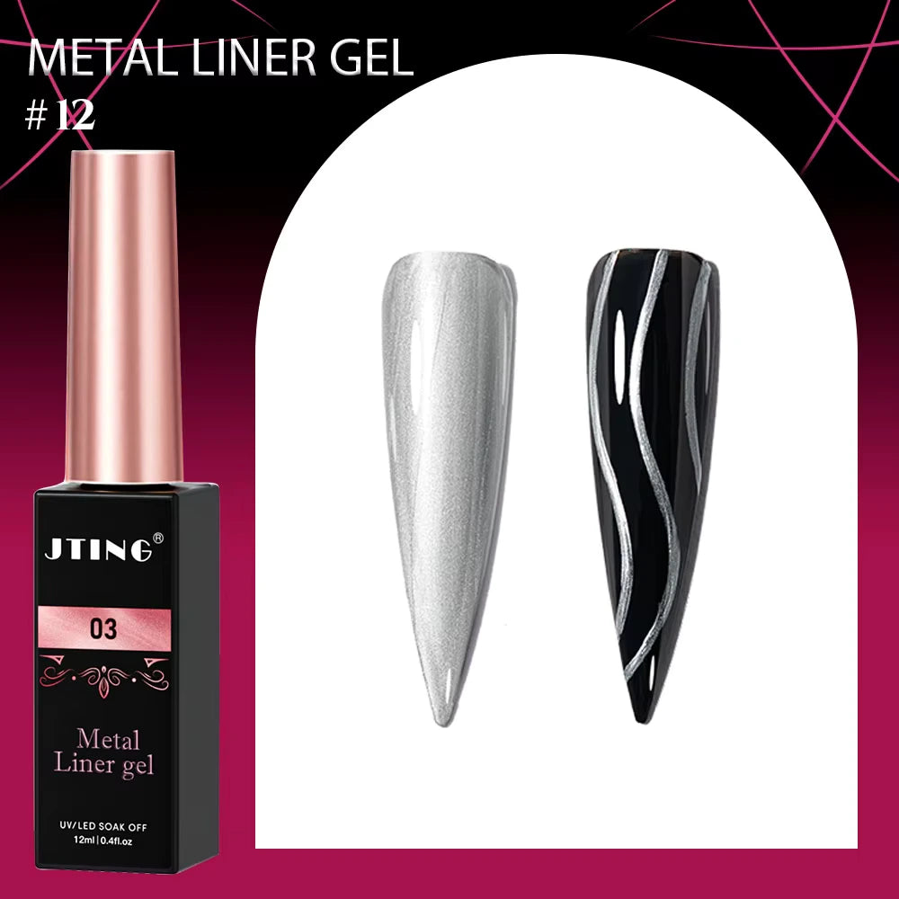 Liner Gel farger 12 serie Metal – Metallisk Nail Art Design