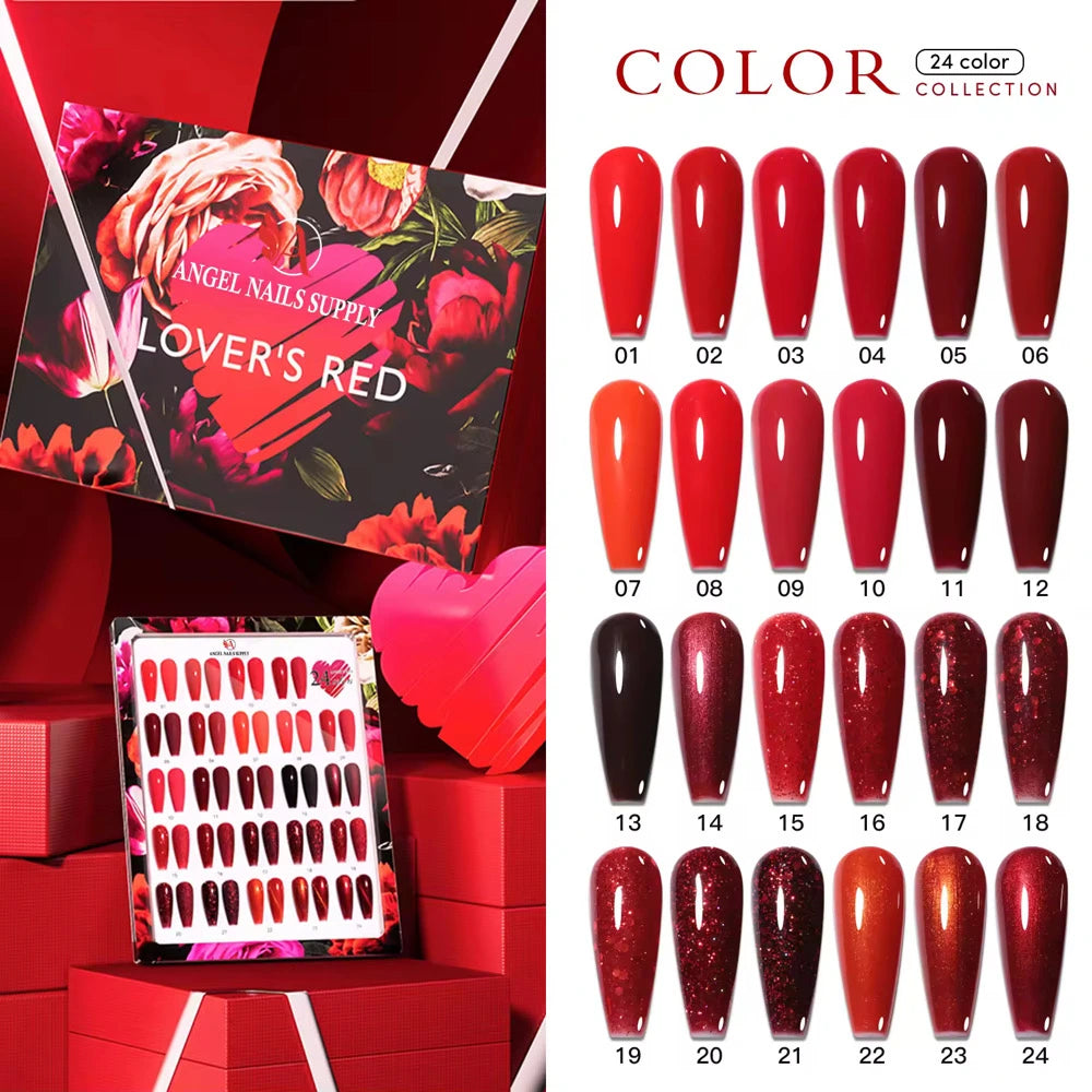 Lover’s Red Shellac – Komplett Gel Lakk Sett - 24 rød farger