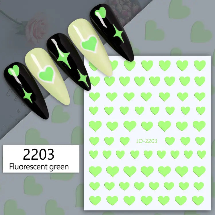 Populære 3D Hjerter - Negl stickers - Nail Art - 11 typer design