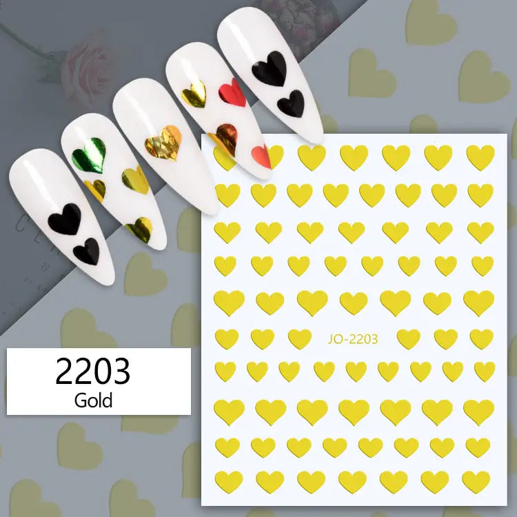 Populære 3D Hjerter - Negl stickers - Nail Art - 11 typer design