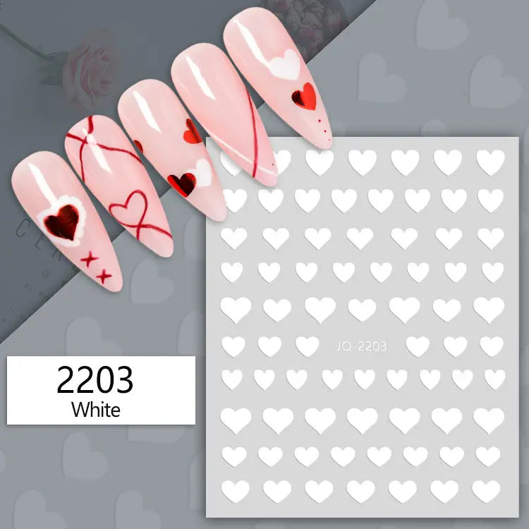 Populære 3D Hjerter - Negl stickers - Nail Art - 11 typer design