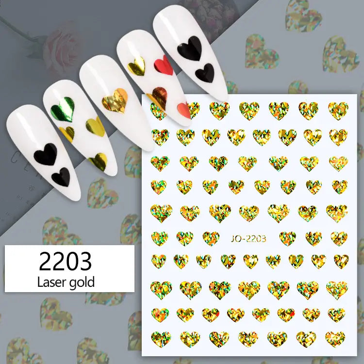 Populære 3D Hjerter - Negl stickers - Nail Art - 11 typer design