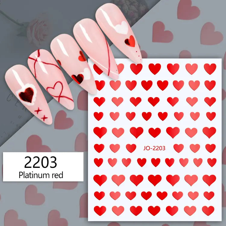 Populære 3D Hjerter - Negl stickers - Nail Art - 11 typer design