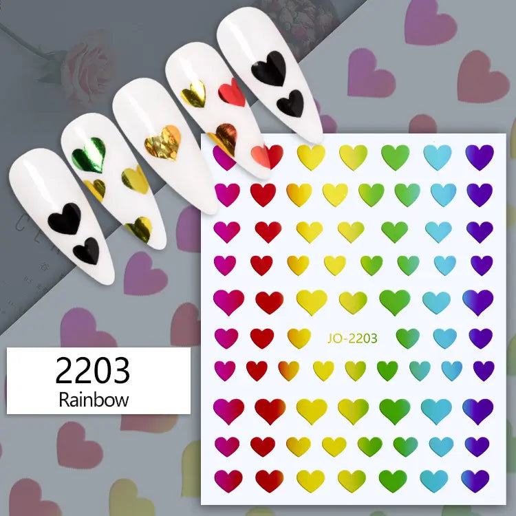 Populære 3D Hjerter - Negl stickers - Nail Art - 11 typer design