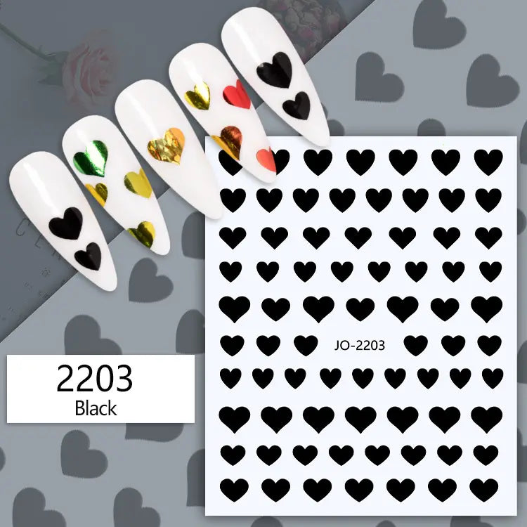 Populære 3D Hjerter - Negl stickers - Nail Art - 11 typer design