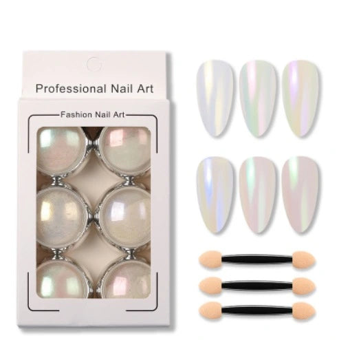 Krom Negl Pulver 6 farger sett - Nail Art