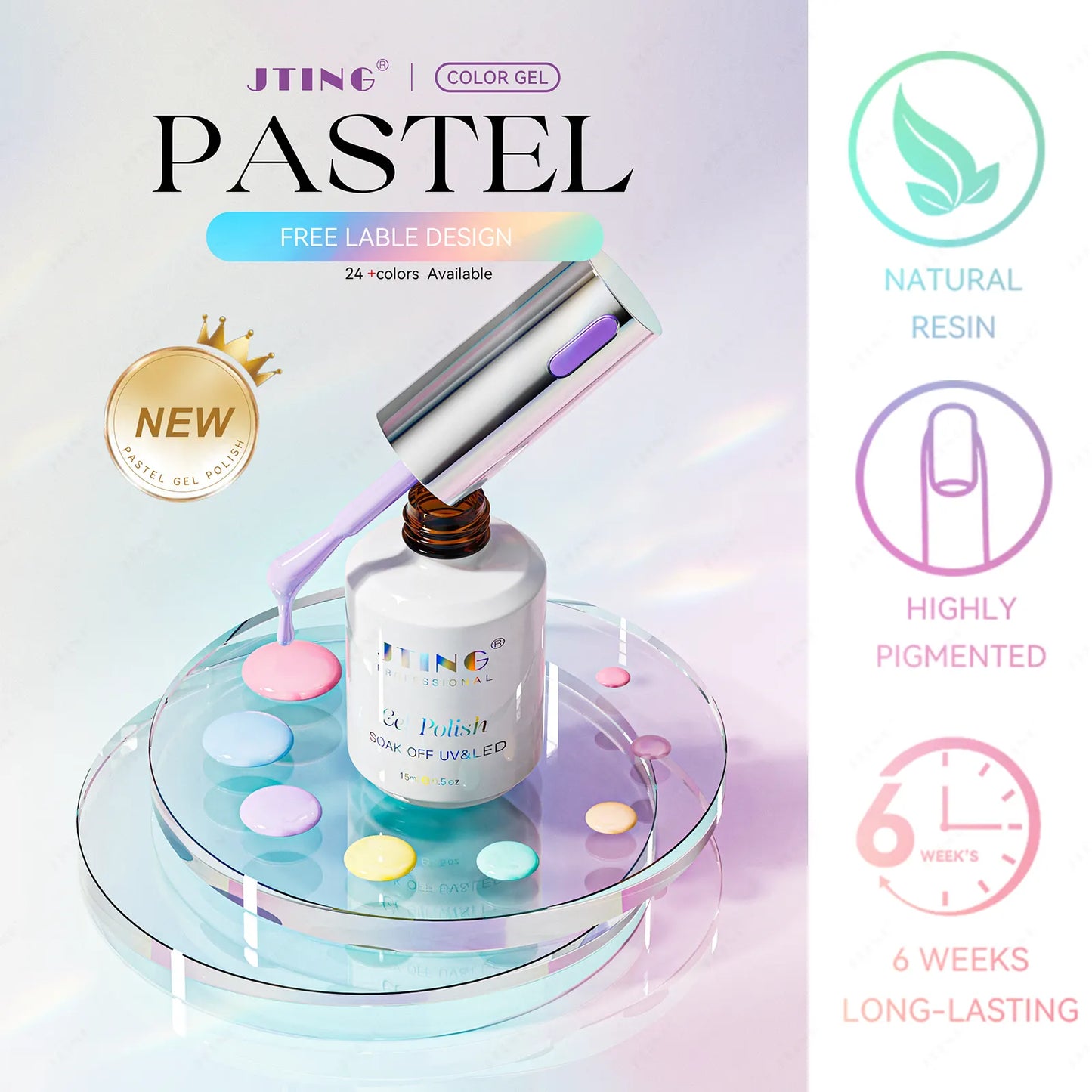 Shellac/Gel lakk - "Pastel" 24 Farger - Gel Polish kit