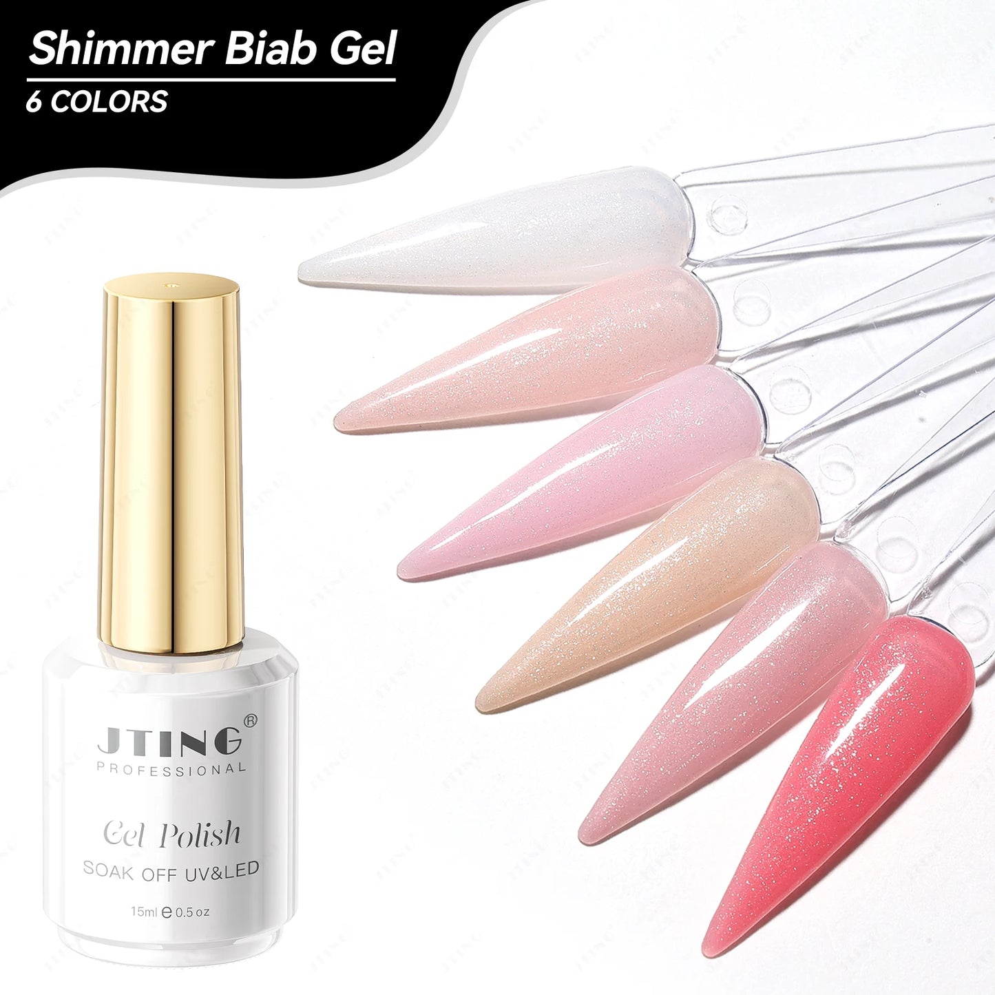 Shimmer Gel base Gelelakk - 6 farger glitter