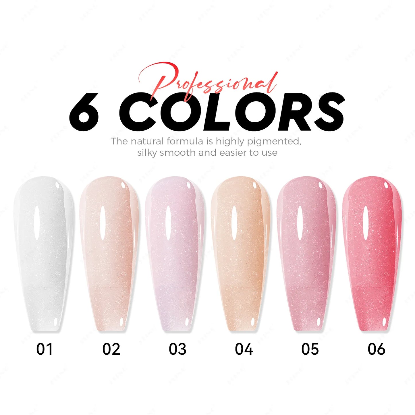 Shimmer Gel base Gelelakk - 6 farger glitter