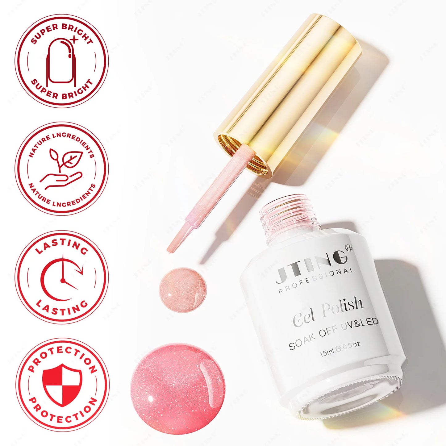 Shimmer Gel base Gelelakk - 6 farger glitter