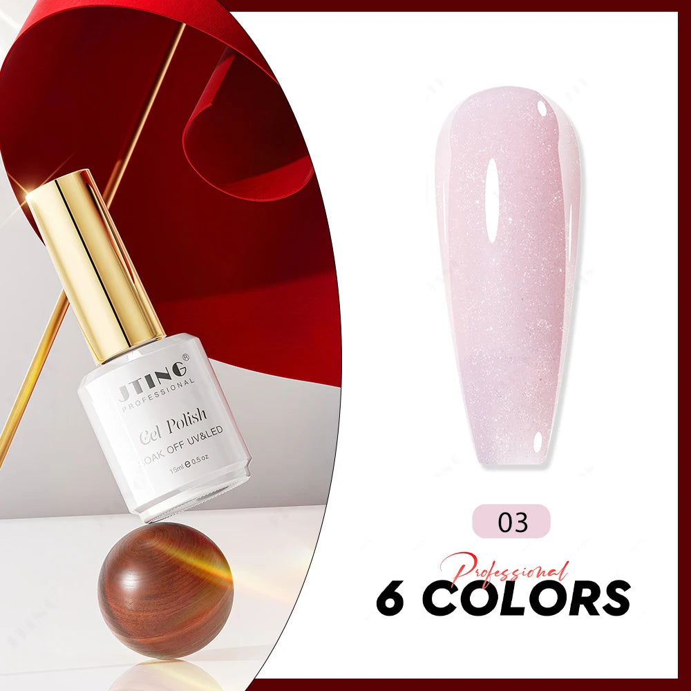 Shimmer Gel base Gelelakk - 6 farger glitter