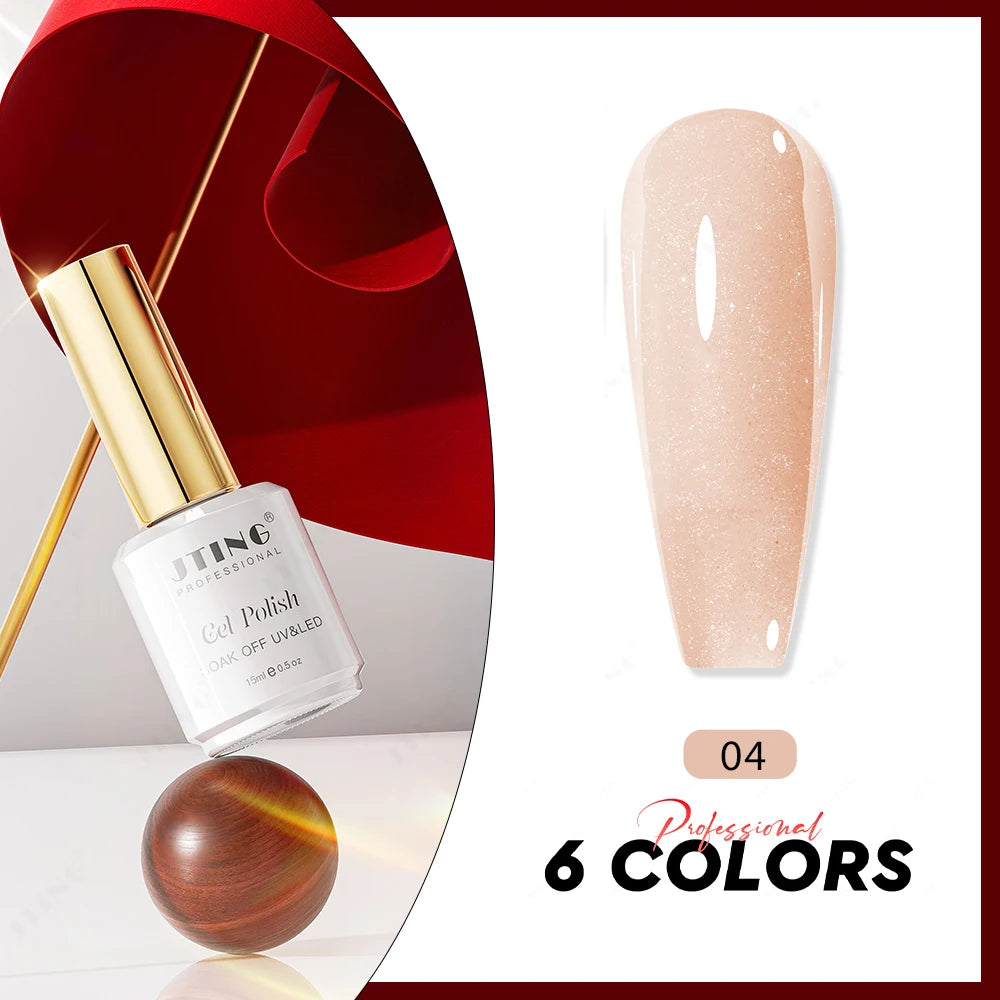 Shimmer Gel base Gelelakk - 6 farger glitter