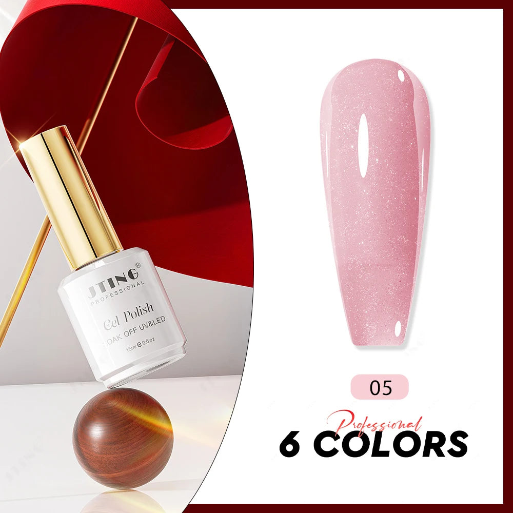 Shimmer Gel base Gelelakk - 6 farger glitter