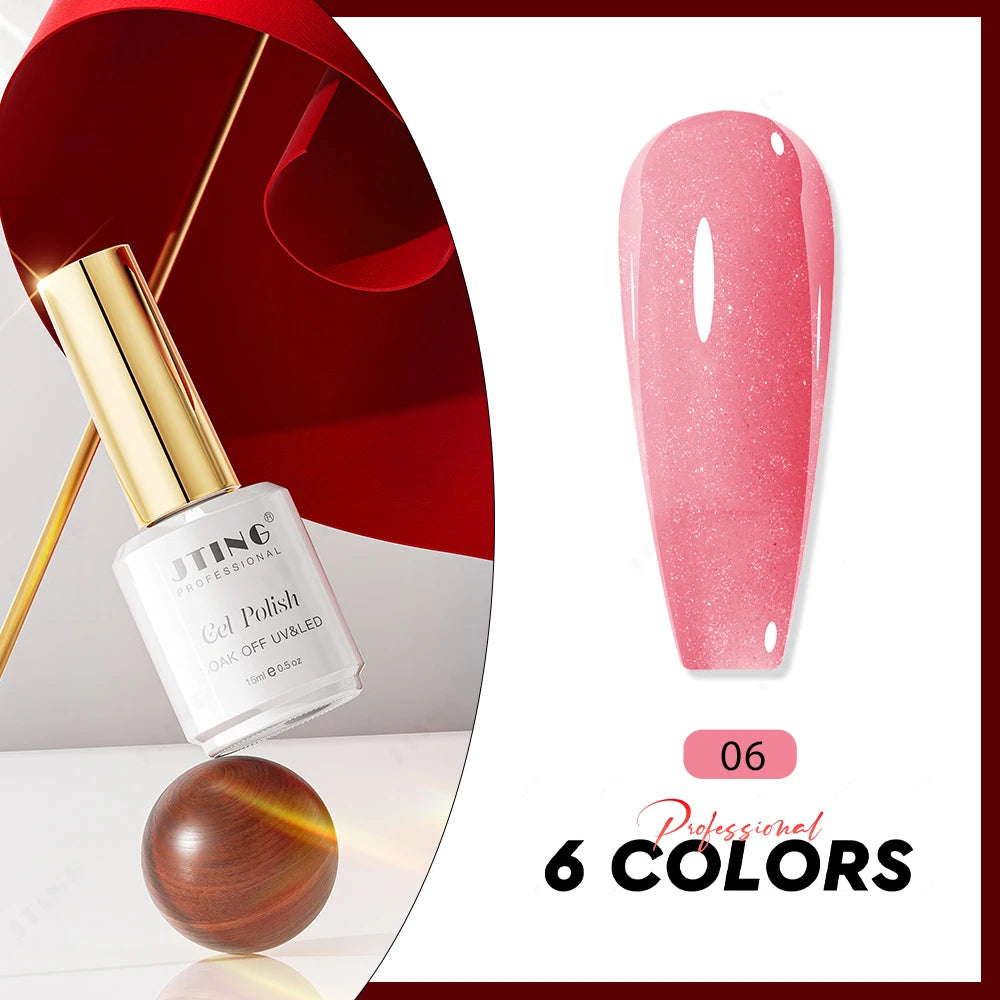 Shimmer Gel base Gelelakk - 6 farger glitter