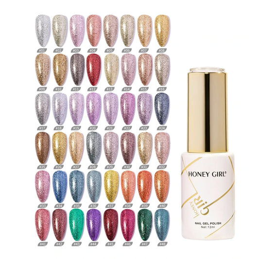 Honey Girl Platinum Shine Sett - 48 Glitter Farger - Shellac/Gelelakk