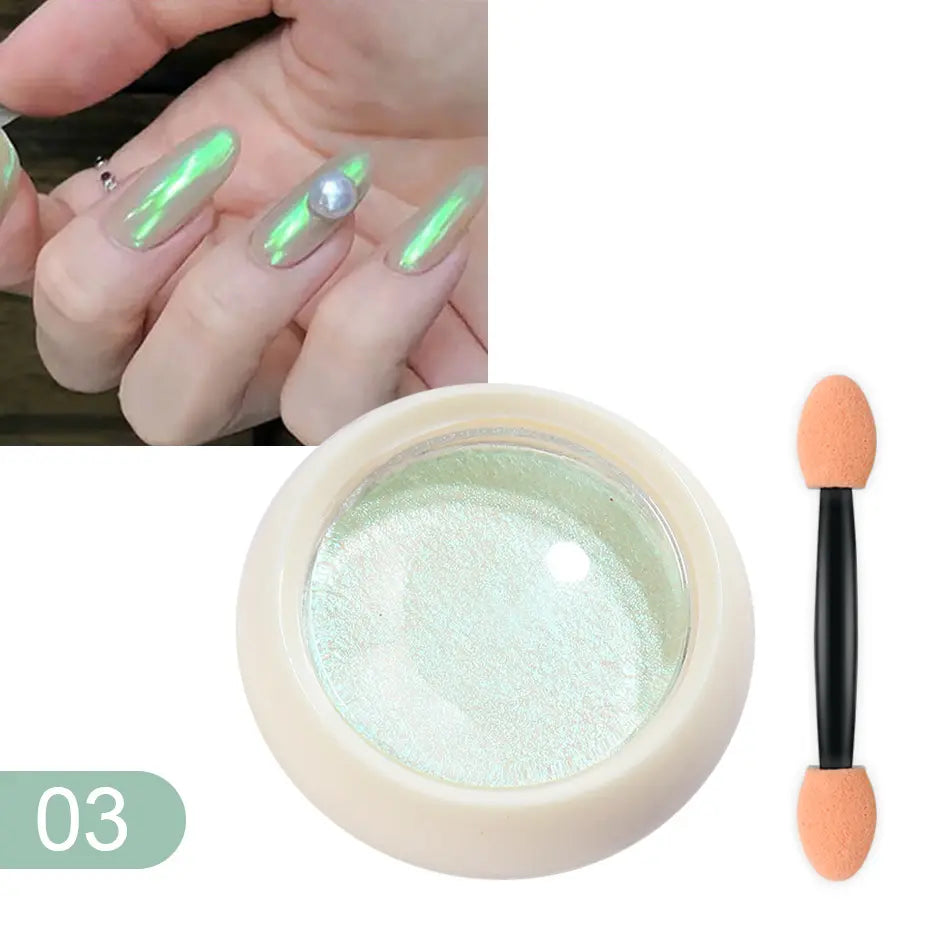 Nail Art - Aurora Måneskinn Krom pulver - Mirror serie 6 farger