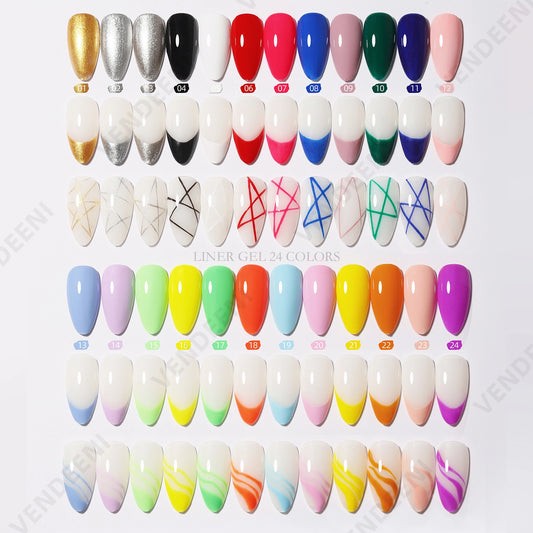 Liner Gel Art - UV Gelelakk/Shellac for design med tynn pensel - Vendeeni