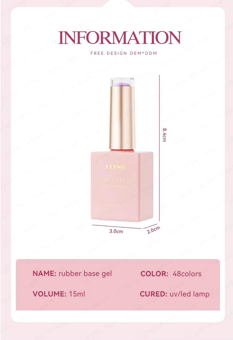 Rubber Gel base - Gele lakk - "JADE Color " - 48 Farger
