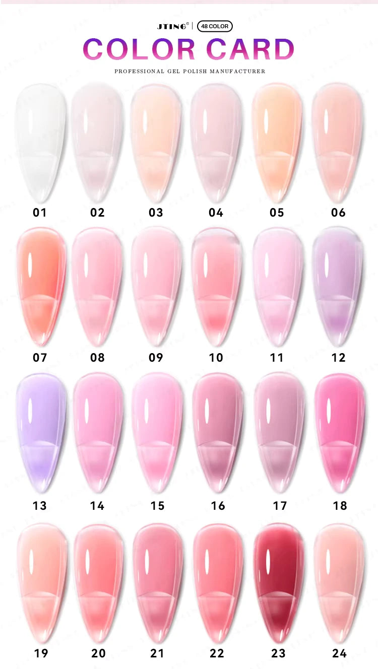 Rubber Gel base - Gele lakk - "JADE Color " - 48 Farger