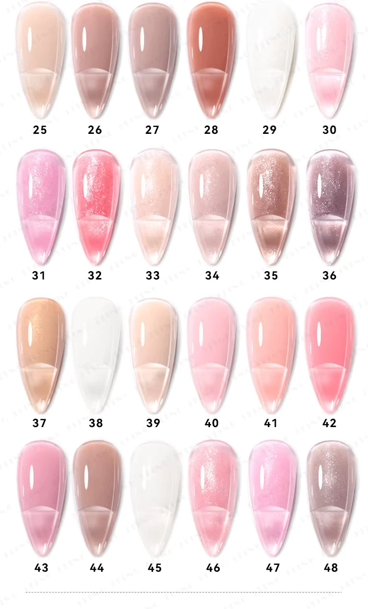 Rubber Gel base - Gele lakk - "JADE Color " - 48 Farger