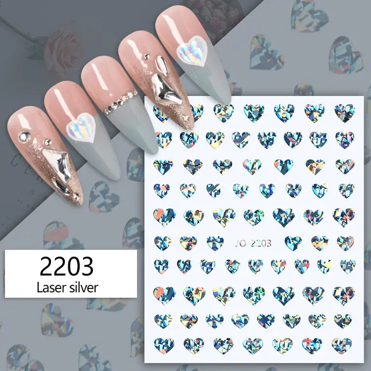 Populære 3D Hjerter - Negl stickers - Nail Art - 11 typer design